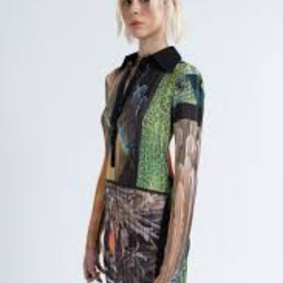 Arthur Apparel x Anthropologie Fabulous Box Pleat Shirt Dress in Fish Party 6 8 - Picture 8 of 9